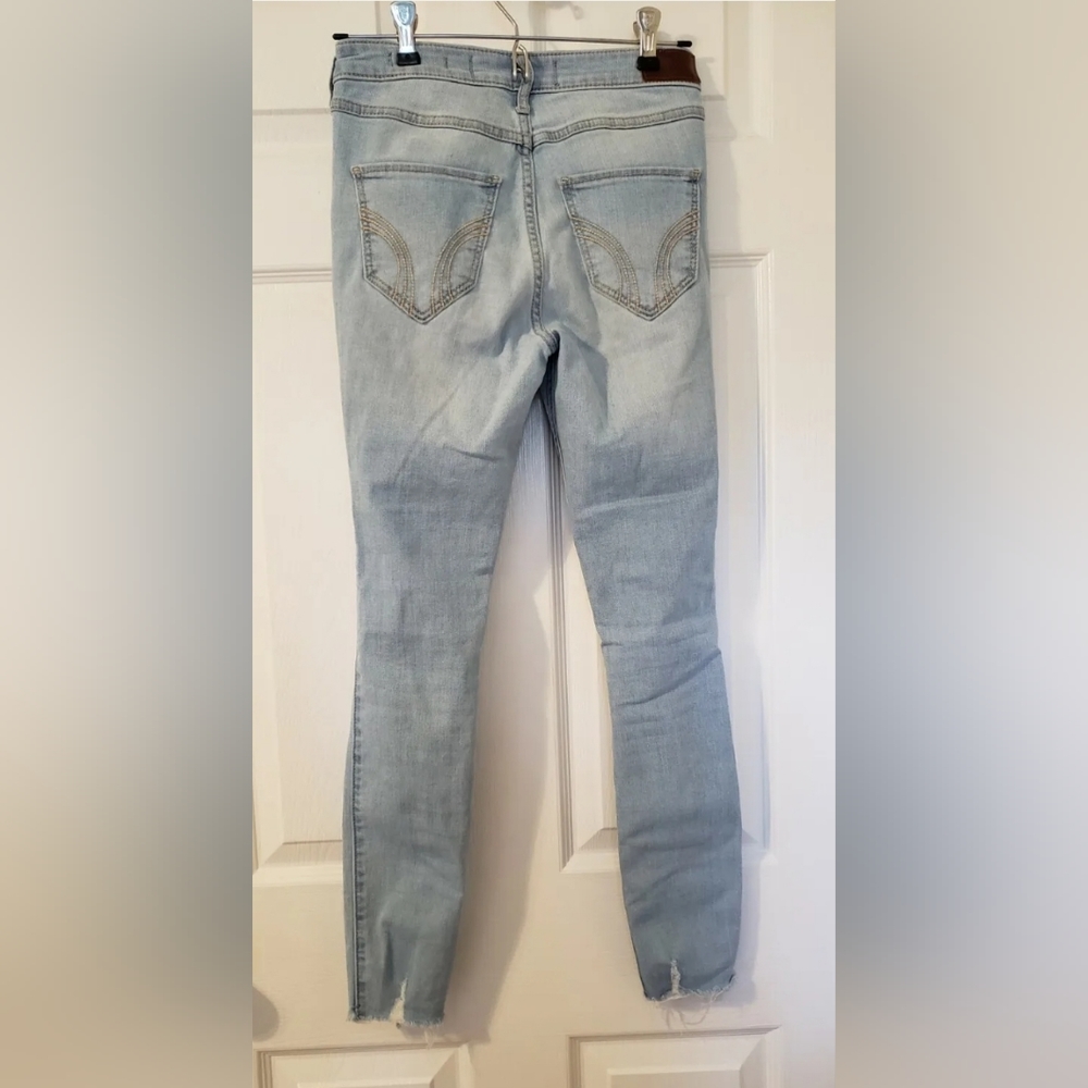 ❤️ HOLLISTER  JUNIORS DISTRESSED HIGH-RISE CROP SUPER SKINNY JEANS 1R W 25 L 26 - Picture 7 of 11
